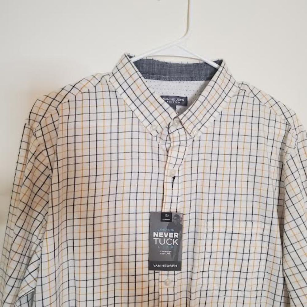 NWT Van Heusen Never Tuck Button-down Long Sleeve Shirt. - Picture 2 of 9